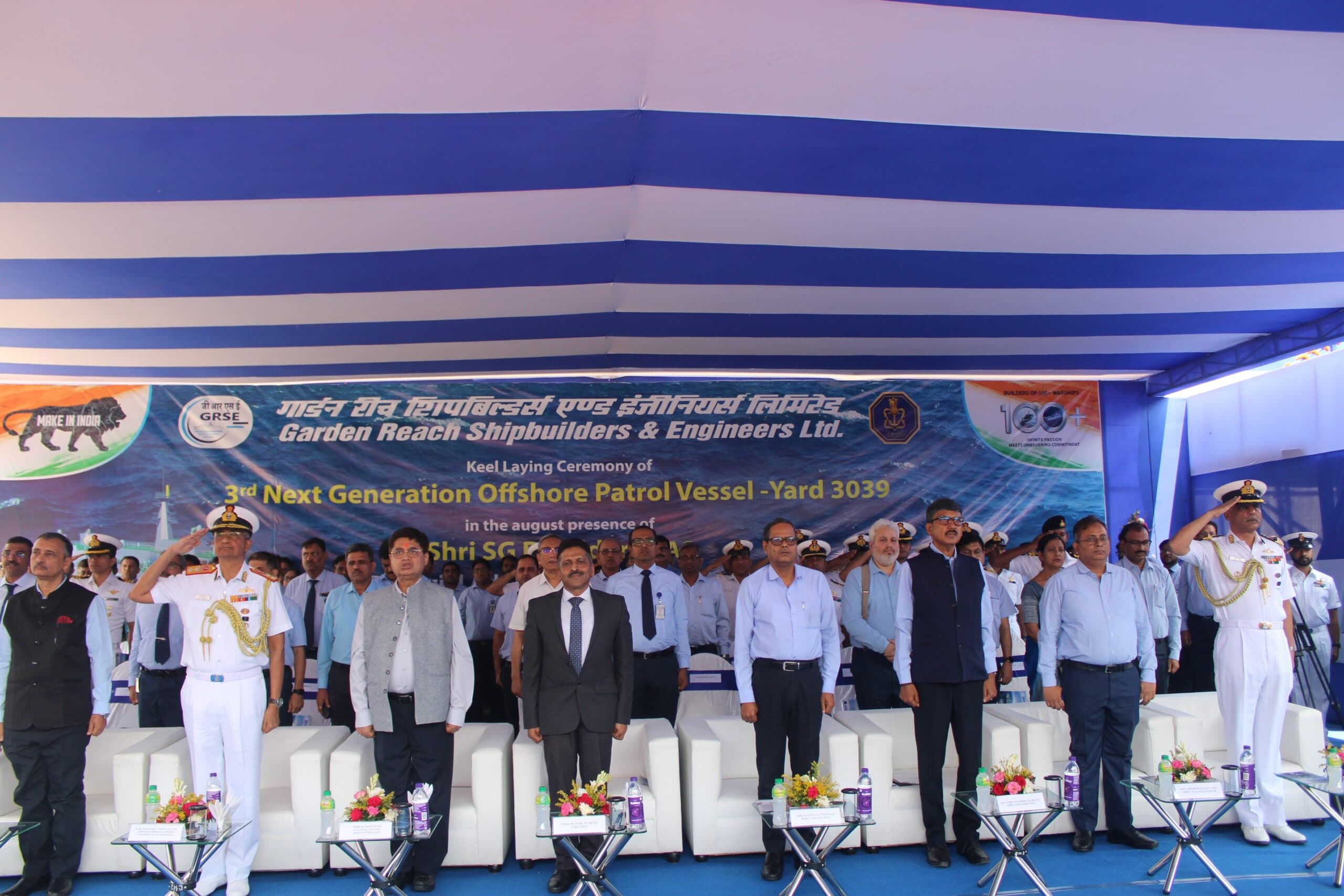 GRSE Holds Keel Laying Ceremony for Yard 3039 (NGOPV)